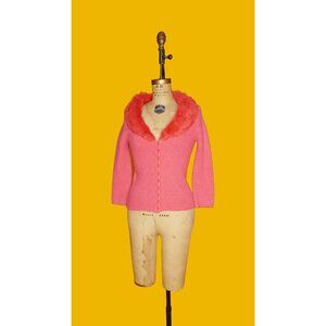 Vintage Rare. 1990s-Y2K BETSEY JOHNSON NY New York Angora and Nylon Bright Pink